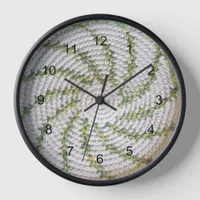 Clock - Green Spiral on White