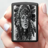 Feathered Indian girl warrior Zippo Lighter