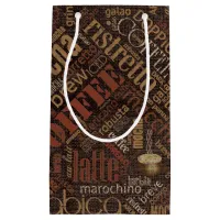 Coffee on Burlap Word Cloud Brown ID283 Small Gift Bag