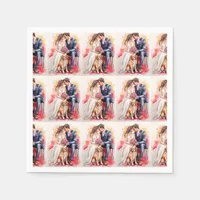 Beautiful Wedding Couple Watercolour Napkins