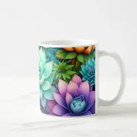 Colorful Succulents Collage Coffee Mug