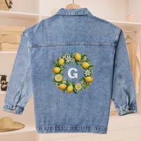 Lemon Wreath Monogrammed Initial Elegant Stylish Denim Jacket