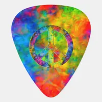 [Atomic Tie-Dye] Rainbow Colors Peace Sign Symbol Guitar Pick