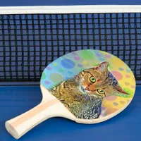 Cute kitten - abstract - colorful painting ping pong paddle