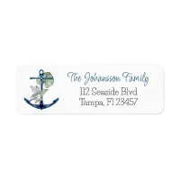 Tropical Anchor with Plants Personalized Label