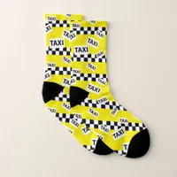 New York Yellow Taxi Cab Checkerboard Patterned Socks