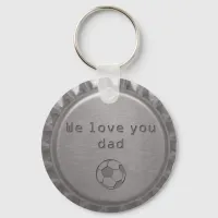 Masculine Modern Silver Metal Bottle Cap Soccer Keychain