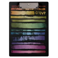 Equality Love Rainbow Brush Strokes LGBTQ ID656 Clipboard