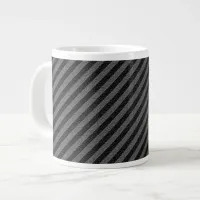 Thin Black and Gray Diagonal Stripes Large Coffee Mug