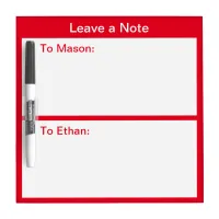 Minimalistic Red College Dorm Door Dry Erase Board