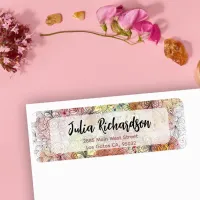 Floral Pastel Watercolor Ink Art Return Address Label