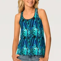 Modern abstract pattern in emerald and blue tones tank top