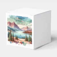 Watercolor Mountain Views Wedding  Favor Boxes