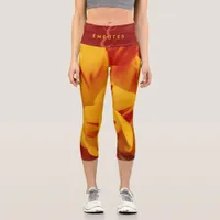 Elegant Two-Tone Red Gold Monsella Tulip Capri Leggings