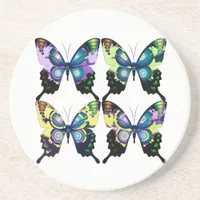 Aqua, Pink, and Yellow -  Elegant Butterflies Coaster