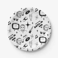 1950's Retro Graphics Nostalgic Birthday  Paper Plates