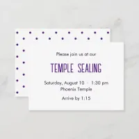 Purple & White Polka Dot Temple Sealing Invitation