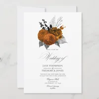 Vintage Black and Orange Halloween Floral Wedding Invitation