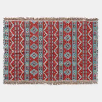 Southwest Mesas Turquoise & Red Throw Blanket