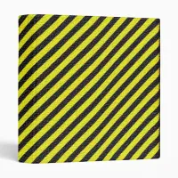 Thin Black and Yellow Diagonal Stripes 3 Ring Binder