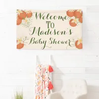 A Little Cutie is On The Way-Orange, Blush Pink Banner