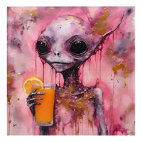 Pink Alien With An Orange Juice Acrylic Print