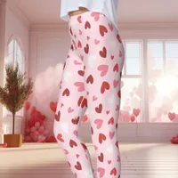 Cute Pink Valentine's Day Heart Pattern Leggings