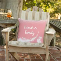 White glitter, monogrammed on pink | Outdoor  Outdoor Pillow