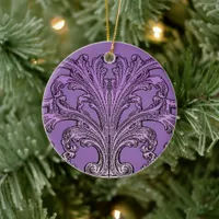 Unique Vintage Swirl Ombre Purple Ceramic Ornament