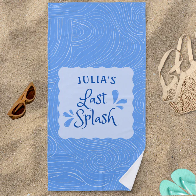 Fun Personalized "Last Splash" Bachelorette Party Beach Towel