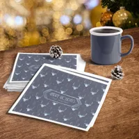 Deer Antlers Christmas Pattern Blue ID861 Napkins