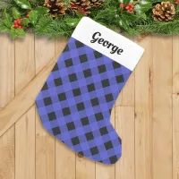 Personalized Blue Buffalo Plaid Check Rustic  Small Christmas Stocking