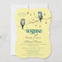 Rustic Woodland Love Birds Celebration Invitation