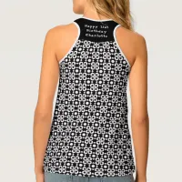Black And White 21st Birthday Name Heart Pattern Tank Top