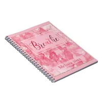 Custom Name Pink Swirl and Gold Trim Notebook