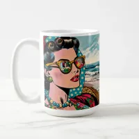 Comic Style Art | Woman Watching Hula Dancer Coffee Mug