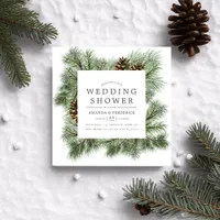 Evergreen Winter Pines Holiday Wedding Shower Invitation