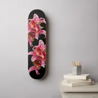 Elegant Floral Pink Stargazer Oriental Lilies Skateboard