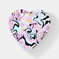 Fluid Art  Cotton Candy Pink, Teal, Black and Gold Paperweight