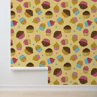 Cupcakes and Muffins Dessert Food Patterned Wallpaper