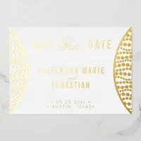 Elegant Script Golden Pearls Save the Date Gold Foil Invitation