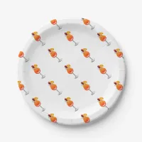 Watercolor Tequila Sunrise Cocktail Paper Plates