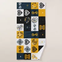 Modern geometric pattern trendy yellow bath towel