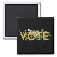 Vintage Greenery  Floral Elegant Feminine Go Vote Magnet