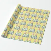Yellow, Blue, Green Twins Watercolor Baby Shower Wrapping Paper