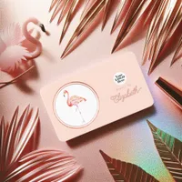 Tropical Rose Gold and Blush Pink Flamingo Business Card