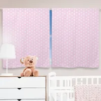 Pretty Light Pastel Pink White Polka Dot Patterned Blackout Curtains