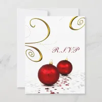 red ornament winter wedding rsvp