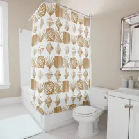 Bold Caribbean Tribal Mudcloth: Gold, White Shower Curtain