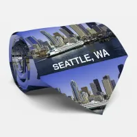 Pacific Northwest Seattle Ferry & Buildings Neck Tie